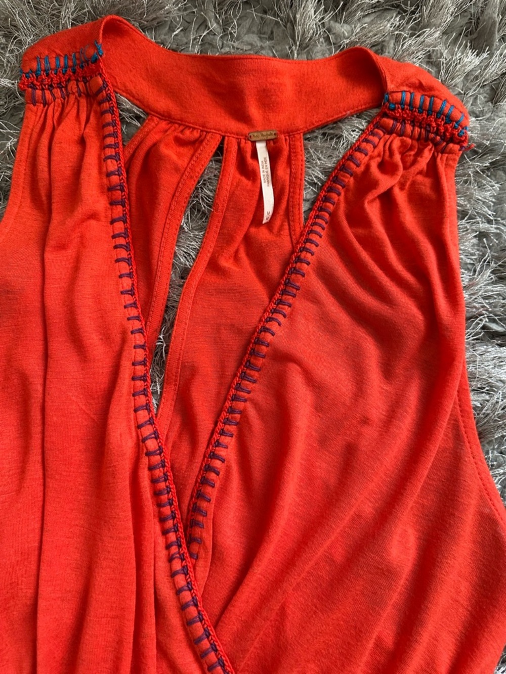 Free People Burnt Orange Crochet-Waist Tank Top - Picture 5 of 5